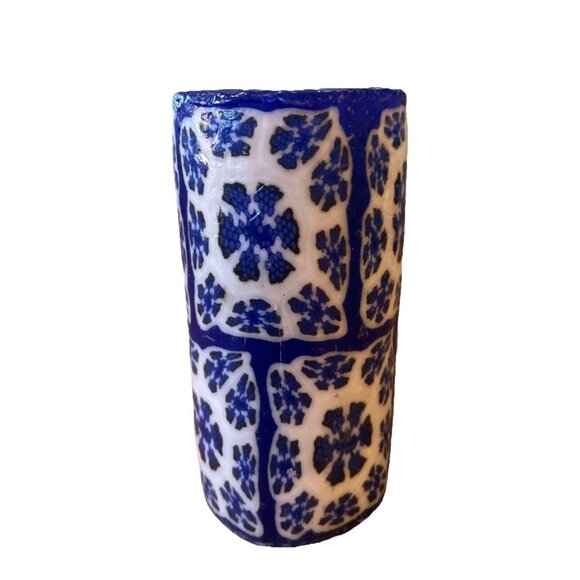 Stonia Creations Inc. 6" Blue&white Candle 70 Hour Burn Time - Picture 2 of 7